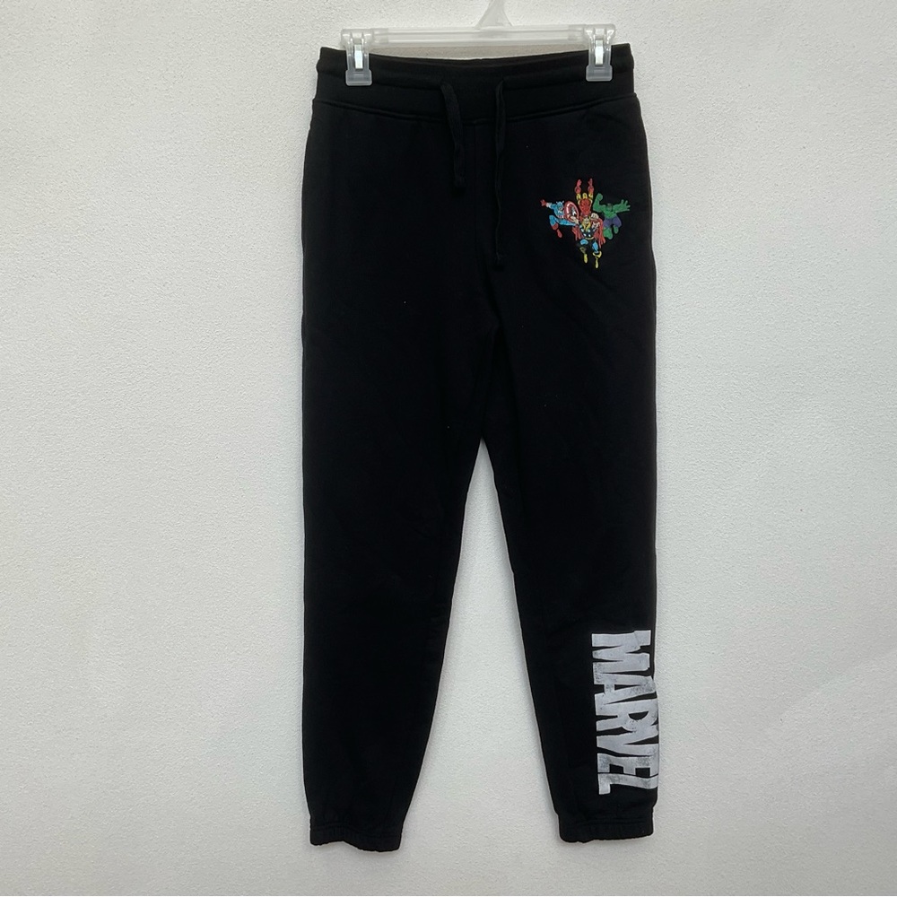 Marvel Black Jogger Sweatpants Superhero Graphic Size Small Lounge Comfy